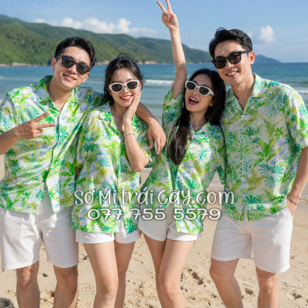 Áo Sơ Mi Đũi Họa Tiết Lá Chuối Dương Xỉ Tropical Nam Nữ
