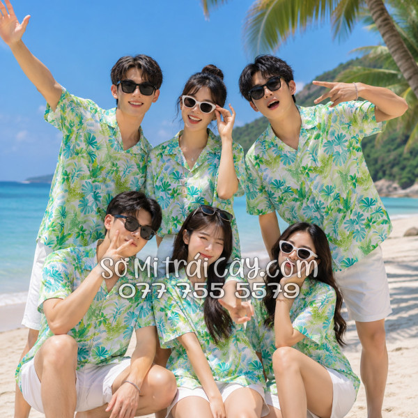 Áo Sơ Mi Đũi Họa Tiết Lá Chuối Dương Xỉ Tropical Nam Nữ