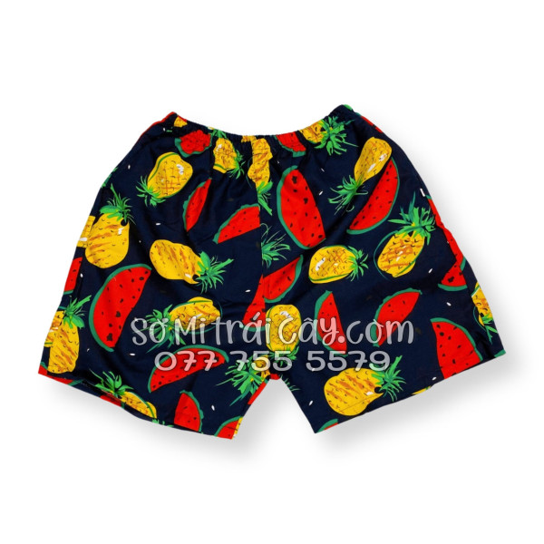Bộ Áo Sơ Mi Quần Short Trái Cây Họa Tiết Thơm Dưa Hấu Nền Đen Tropical