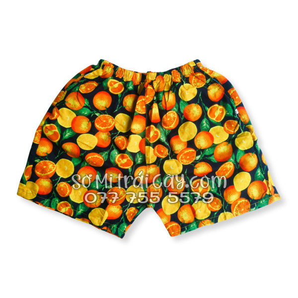 Bộ Áo Sơ Mi Quần Short Trái Cây Họa Tiết Cam Vàng Nền Đen Tropical