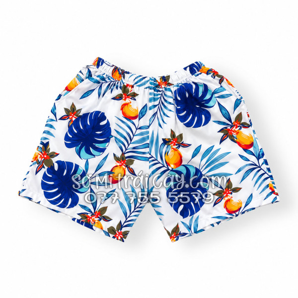Bộ Áo Sơ Mi Quần Short Trái Cây Họa Tiết Trái Đào Trắng Đậm