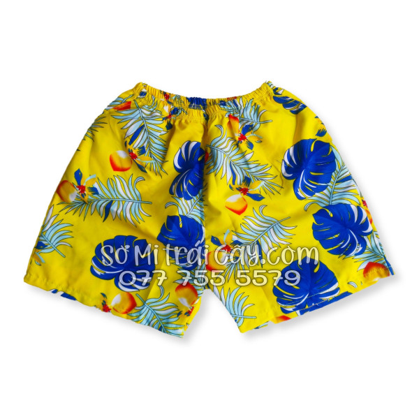 Bộ Áo Sơ Mi Quần Short Trái Cây Họa Tiết Trái Đào Vàng