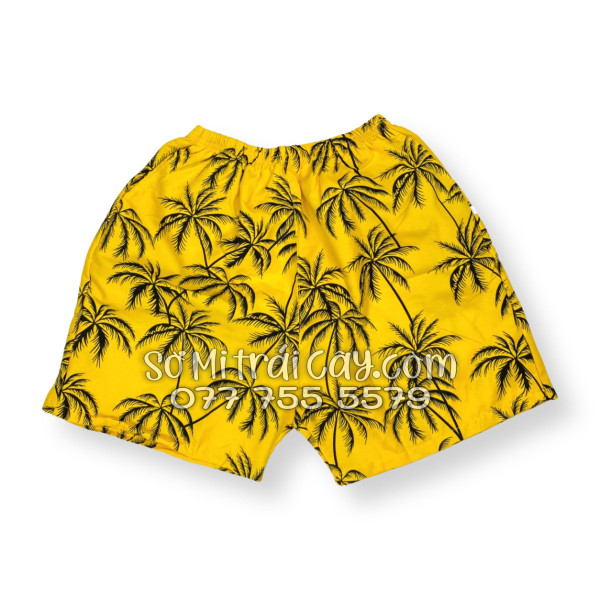 Bộ Áo Sơ Mi Quần Short Tropical Họa Tiết Cây Dừa Đen Nền Vàng