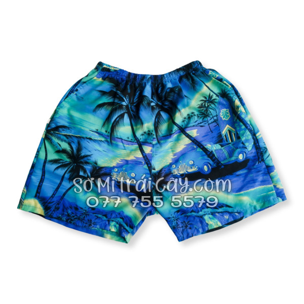 Bộ Áo Sơ Mi Quần Short Tropical Họa Tiết Cây Dừa Xanh