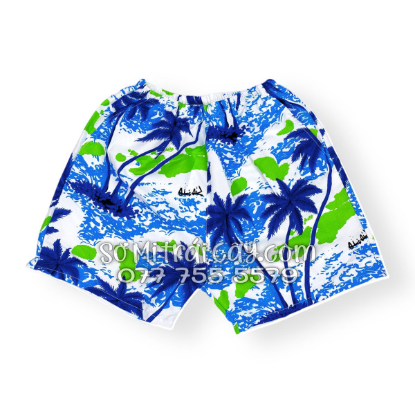 Bộ Áo Sơ Mi Quần Short Tropical Họa Tiết Cây Dừa Trắng