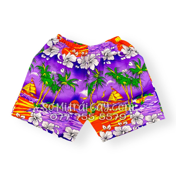 Bộ Áo Sơ Mi Quần Short Tropical Họa Tiết Cây Dừa Tím