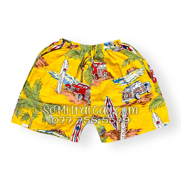 Bộ Áo Sơ Mi Quần Short Tropical Cây Dừa Ván Lướt Sóng Surfboard Xe Van Vàng