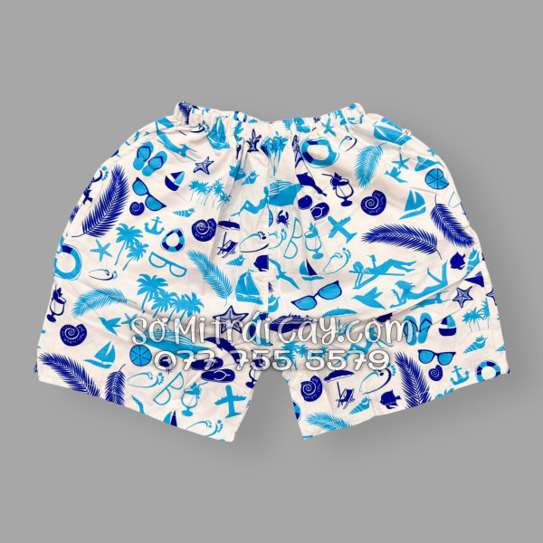 Bộ Áo Sơ Mi Quần Short Tropical Cây Dừa Thuyền Buồm Mỏ Neo Sao Biển Xanh