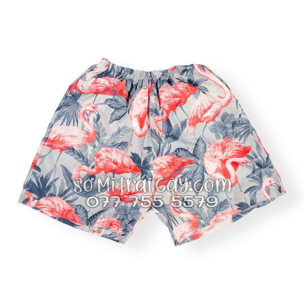 Bộ Áo Sơ Mi Quần Short Tropical Họa Tiết Chim Hồng Hạc