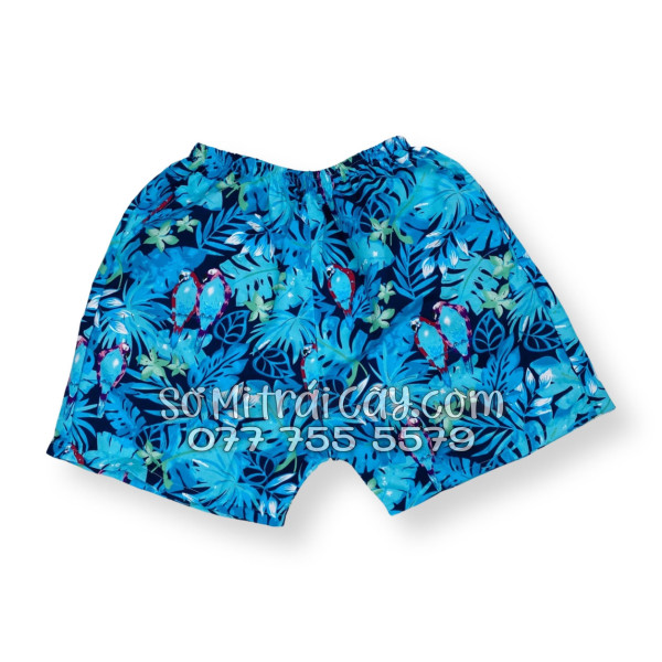Bộ Áo Sơ Mi Quần Short Tropical Họa Tiết Vẹt Xanh