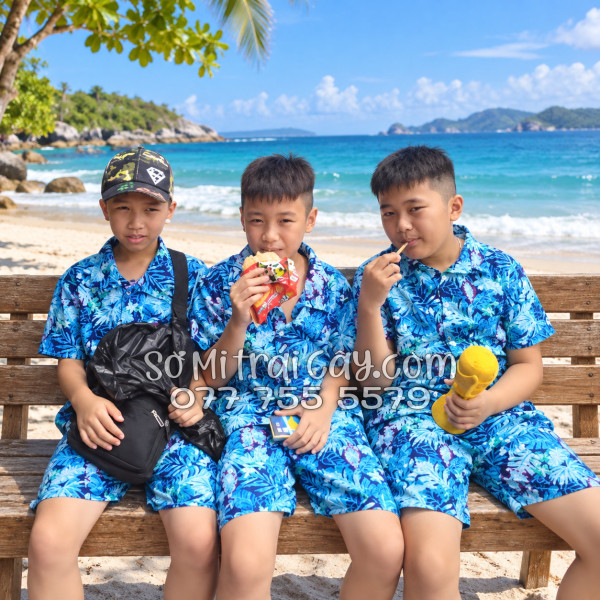 Bộ Áo Sơ Mi Quần Short Tropical Họa Tiết Vẹt Xanh