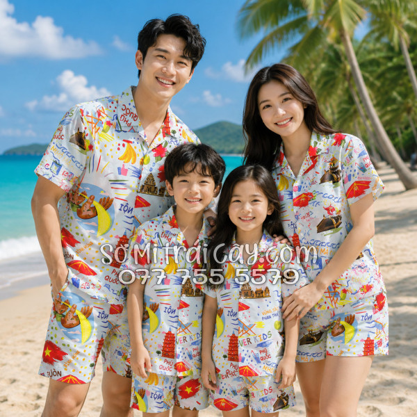 Bộ Áo Sơ Mi Quần Short Tropical Du Lịch Hà Nội Sài Gòn Đà Nẵng Phú Quốc Phan Thiết Mũi Né Nha Trang Vũng Tàu Xanh