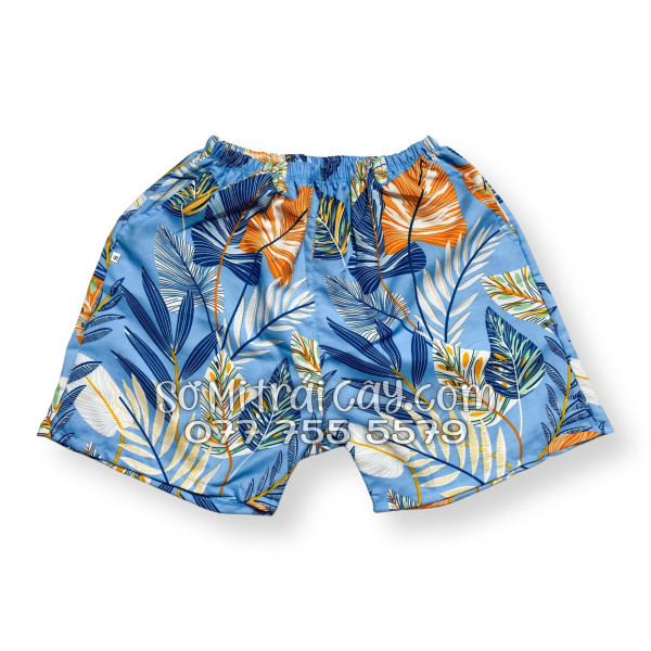 Bộ Áo Sơ Mi Quần Short Tropical Họa Tiết Lá Môn Xanh
