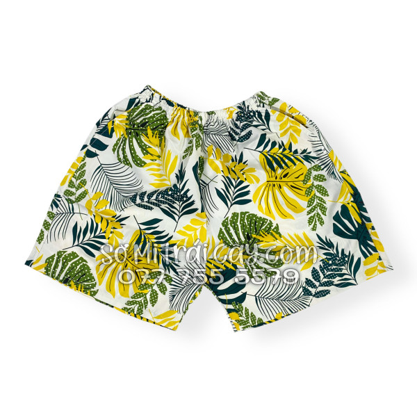 Bộ Áo Sơ Mi Quần Short Tropical Họa Tiết Lá Vàng
