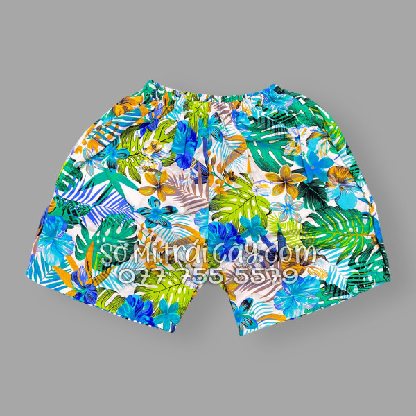 Bộ Áo Sơ Mi Quần Short Tropical Họa Tiết Lá Rùa