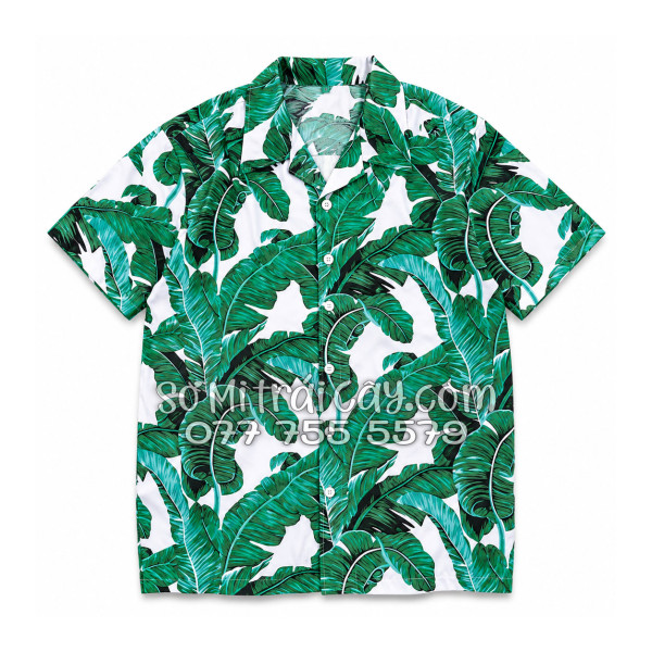 Bộ Áo Sơ Mi Quần Short Tropical Họa Tiết Lá Chuối