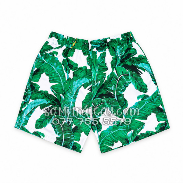 Bộ Áo Sơ Mi Quần Short Tropical Họa Tiết Lá Chuối