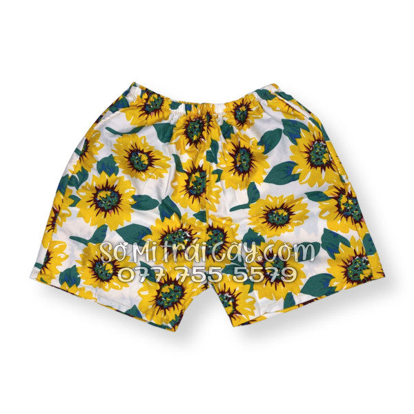 Bộ Áo Sơ Mi Quần Short Tropical Hoa Hướng Dương Trắng