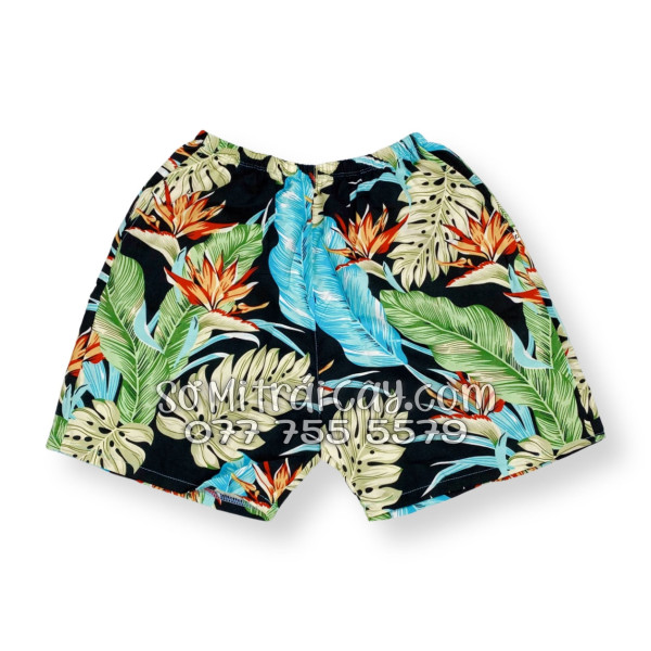 Bộ Áo Sơ Mi Quần Short Tropical Hoa Thiên Điểu Lá Trầu Bà Lá Xẻ