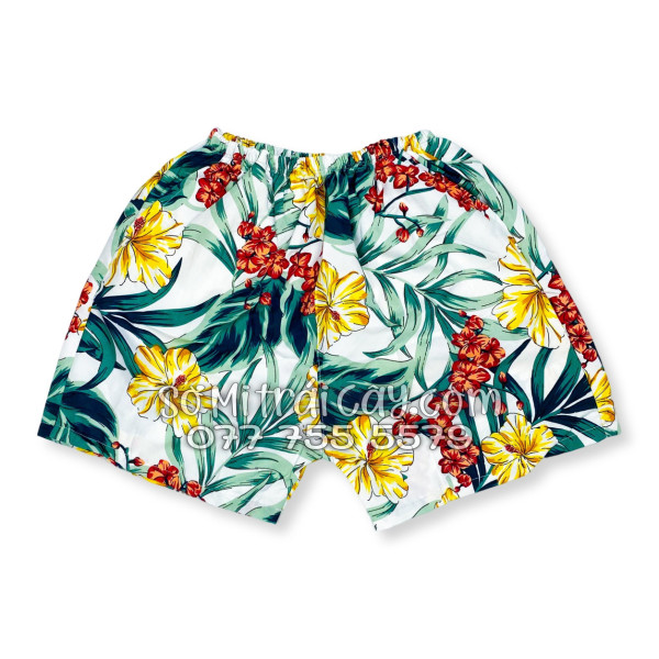 Bộ Áo Sơ Mi Quần Short Tropical Họa Tiết Bông Hoa Dăm Bụt