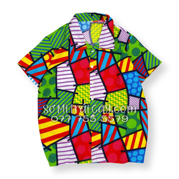 Bộ Áo Sơ Mi Quần Short Tropical Họa Tiết Caro Nhiều Màu